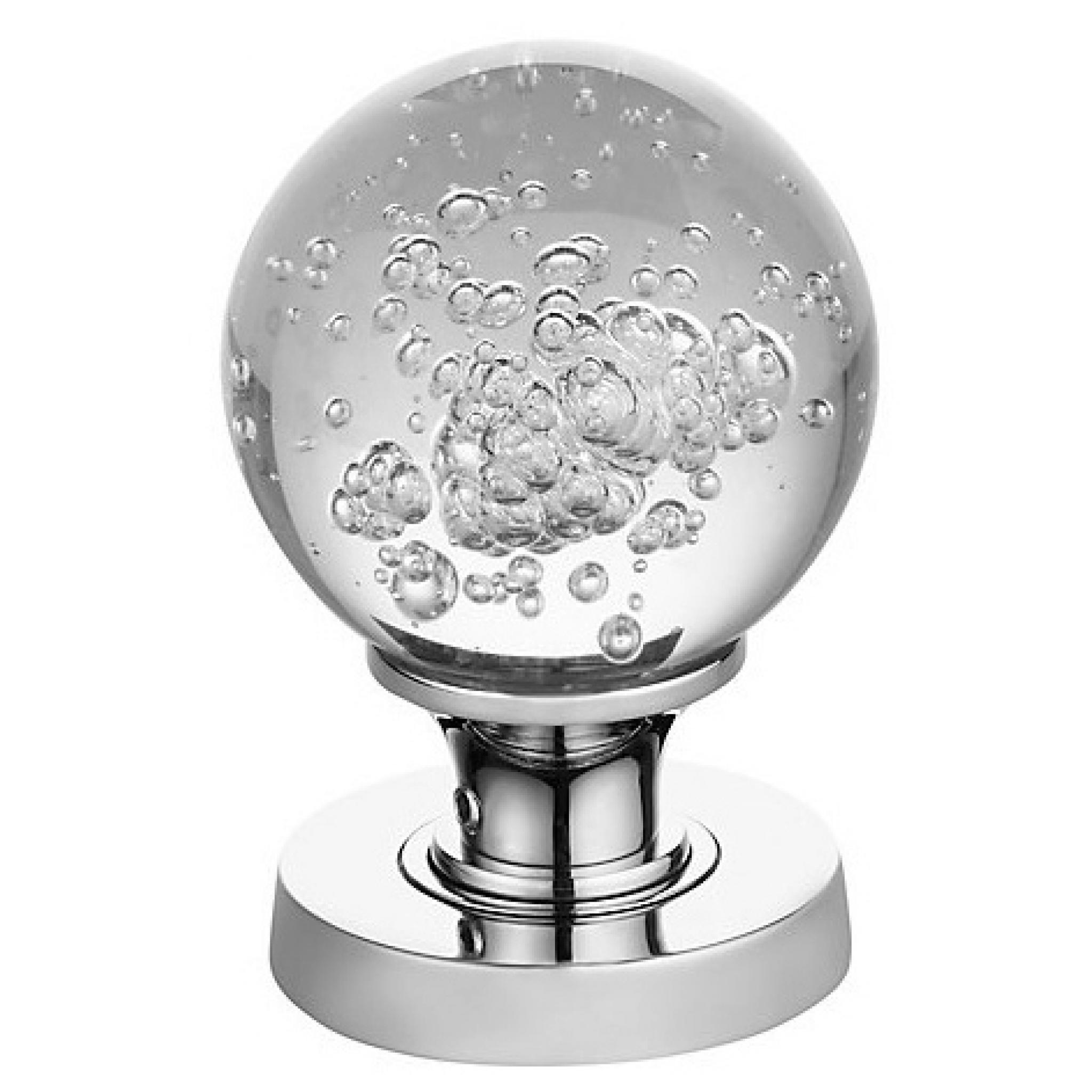 Glass bubble door knob chrome finish