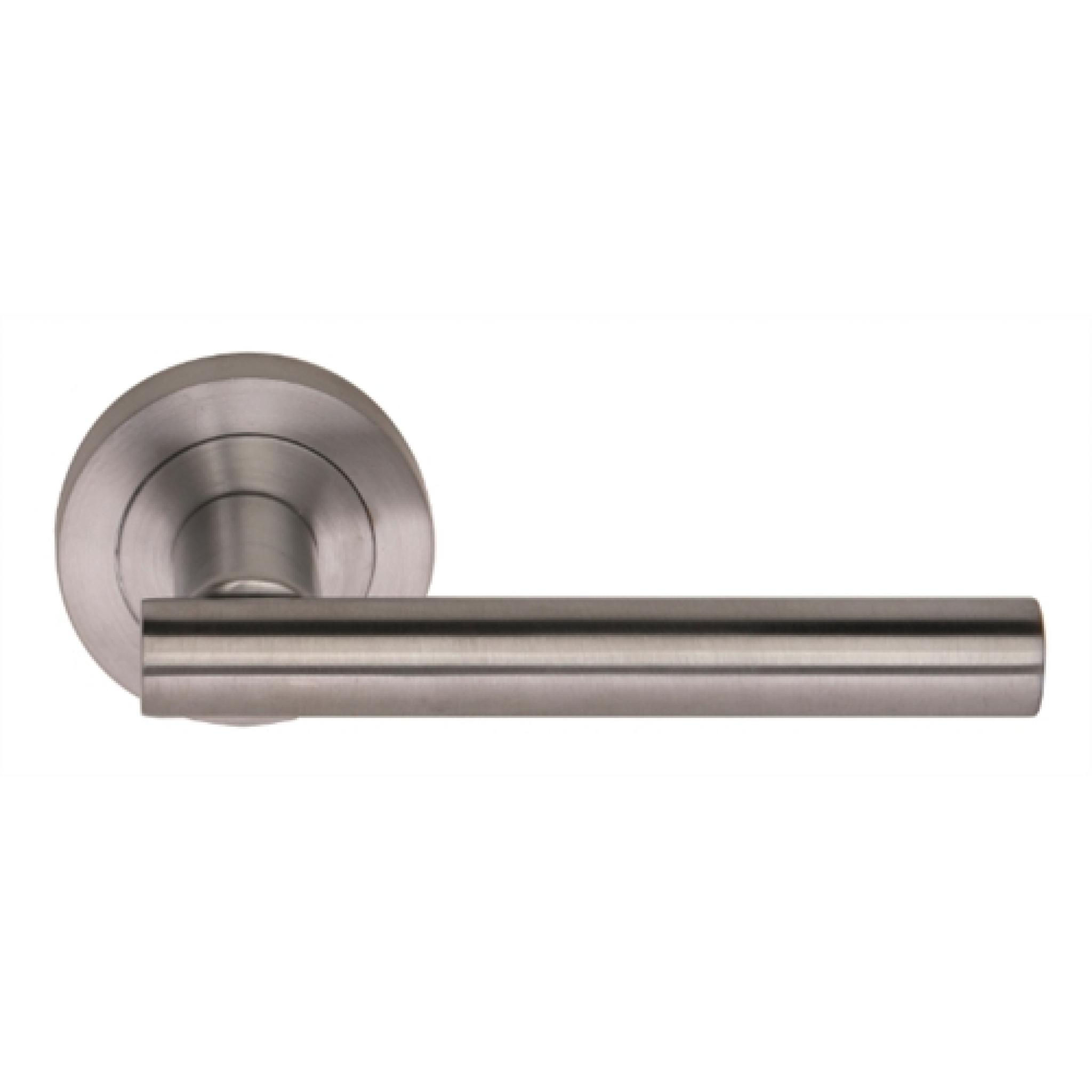 Brunswick satin chrome lever door handle. This lever door handle is in