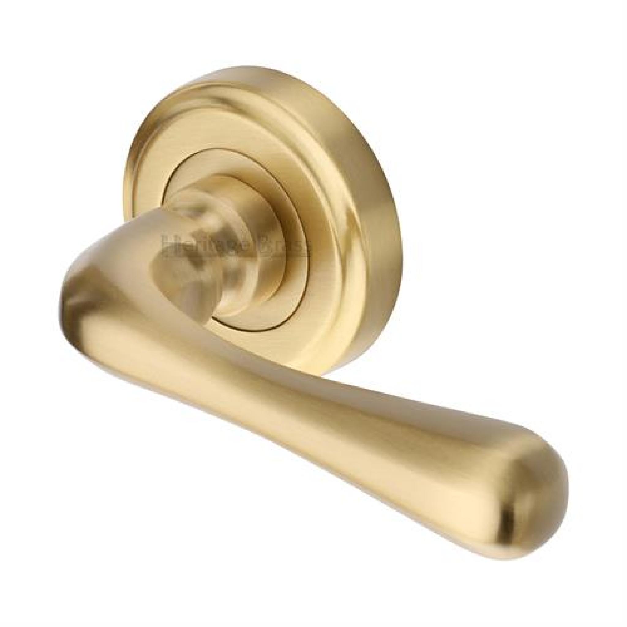 Heritage Brass Door Handle Charlbury Satin Brass Rose