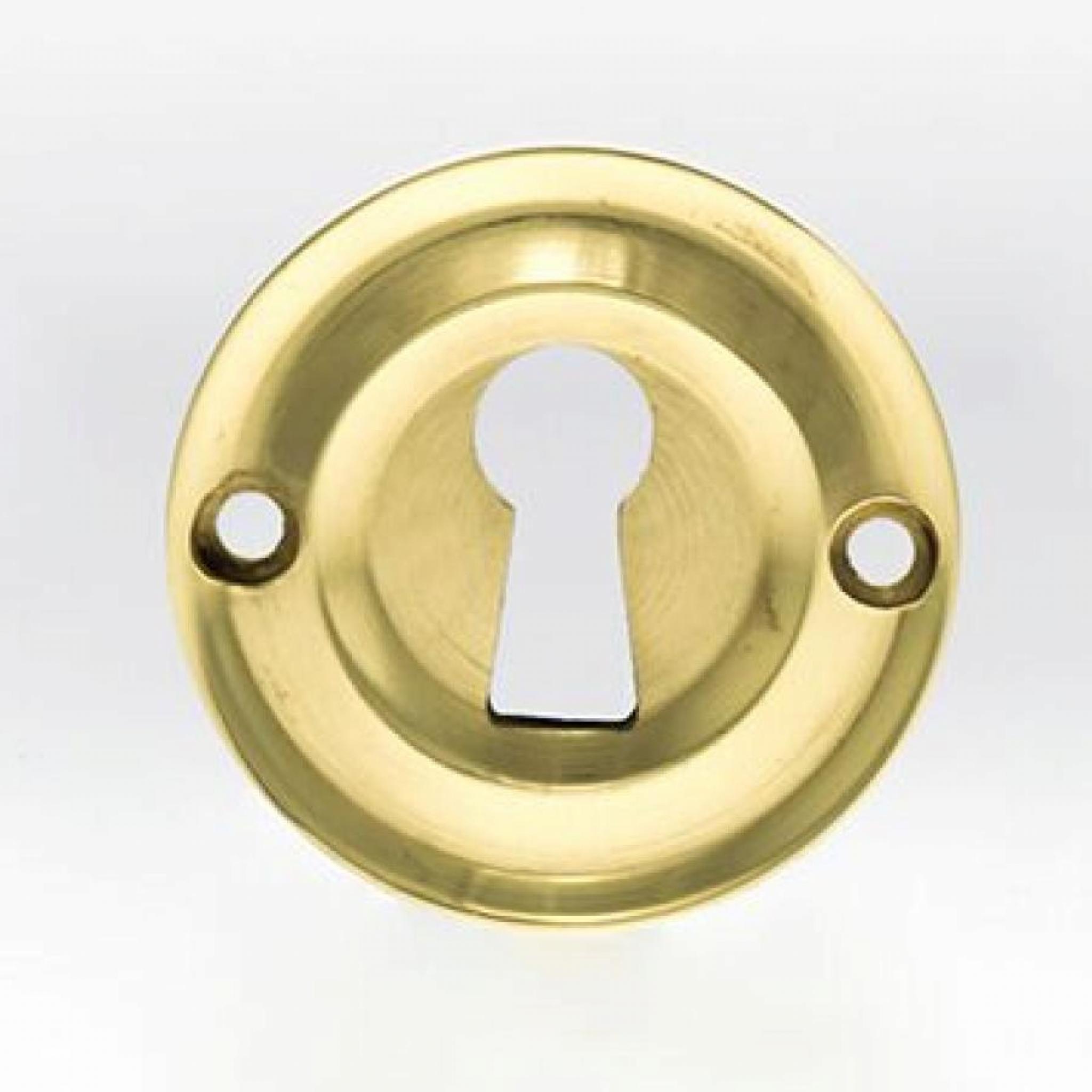 Old English Open Key Escutcheon Polished Brass