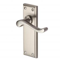 Heritage Brass Door Handle Lever Latch Edwardian Design Satin Nickel finish.jpg