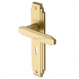 Heritage Brass Door Handle Lever Lock Astoria Design Satin Brass finish.jpg
