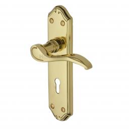 Heritage Brass Door Handle Lever Lock Verona Small Design Polished Brass finish.jpg