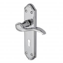 Heritage Brass Door Handle Lever Lock Verona Small Design Polished Chrome finish.jpg