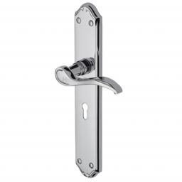 Heritage Brass Door Handle Lever Lock Verona Design Polished Chrome .jpg