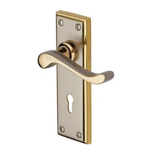 Heritage Brass Door Handle Lever Lock Edwardian Design Jupiter finish.jpg