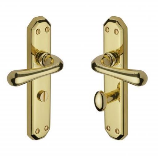 Heritage Brass Door Handle for Bathroom Charlbury Design Polished Brass finish.jpg