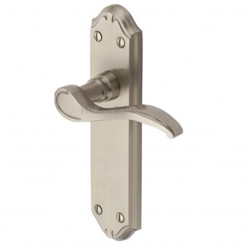 Heritage Brass Door Handle Lever Latch Verona Small Design Satin Nickel finish.jpg