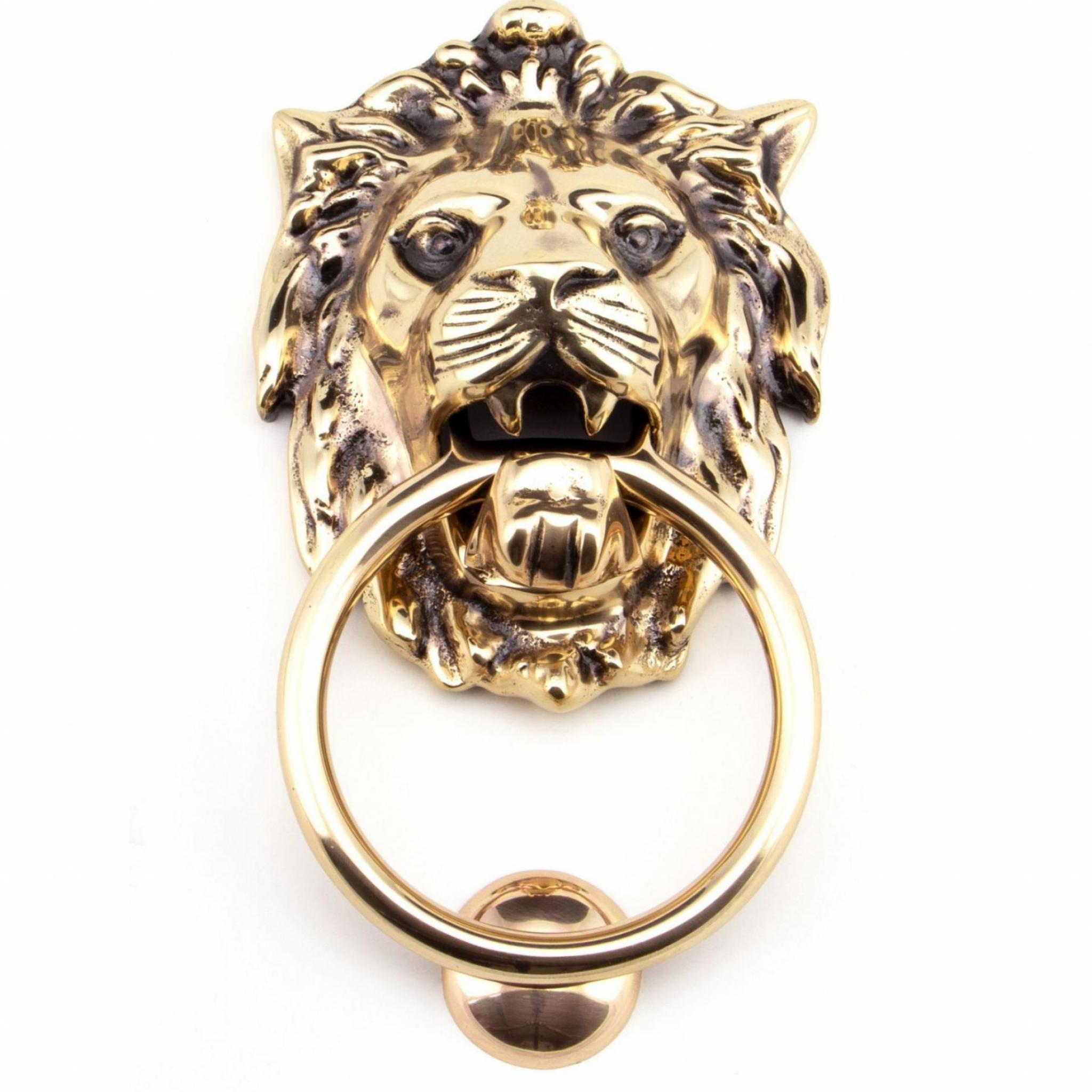 Polished Bronze Lion Head Door Knocker