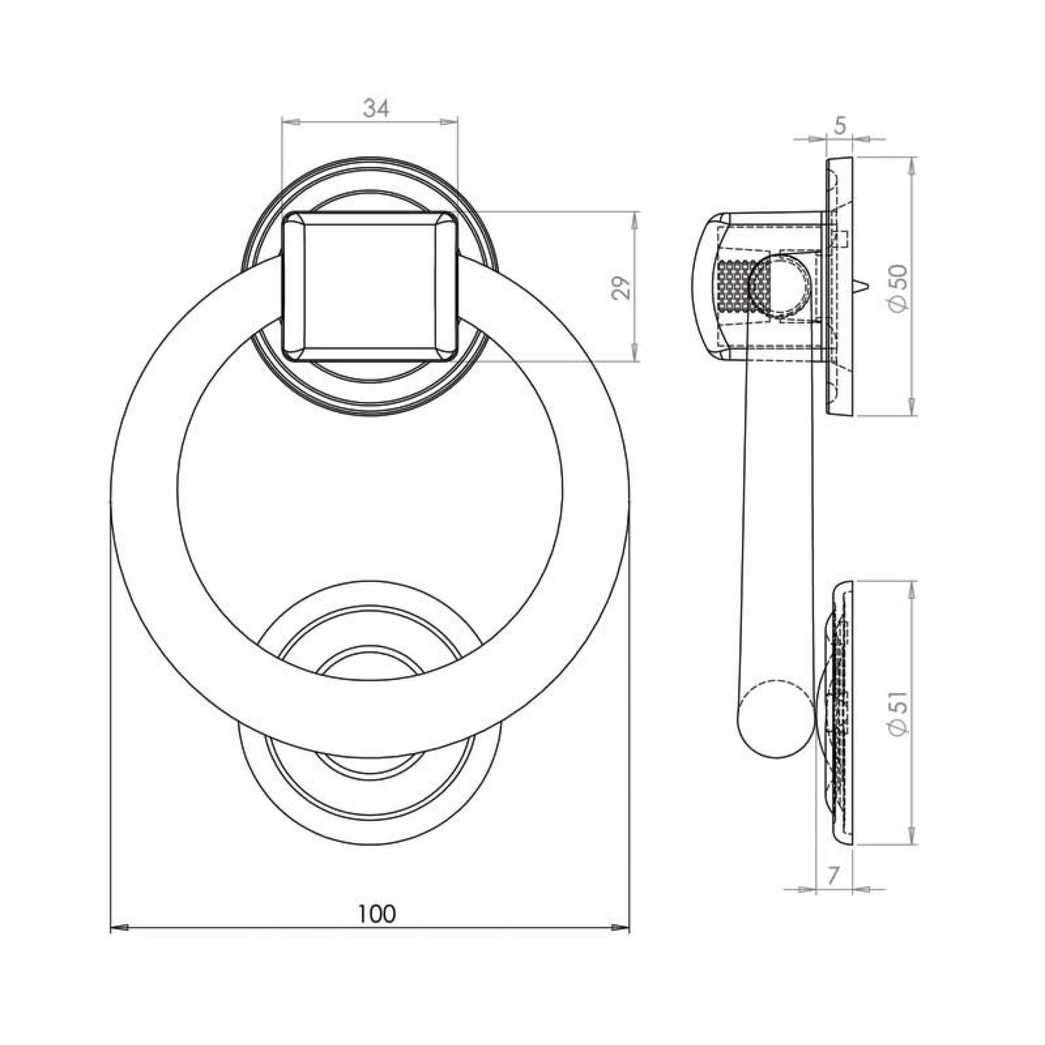 Ring Door Knocker Polished Chrome