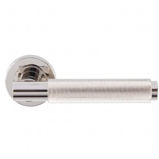 Varese - Knurled Lever on Rose in Polished Nickel