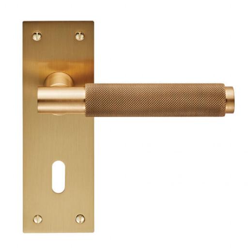 Varese Knurled Lever on Backplate - Satin Brass