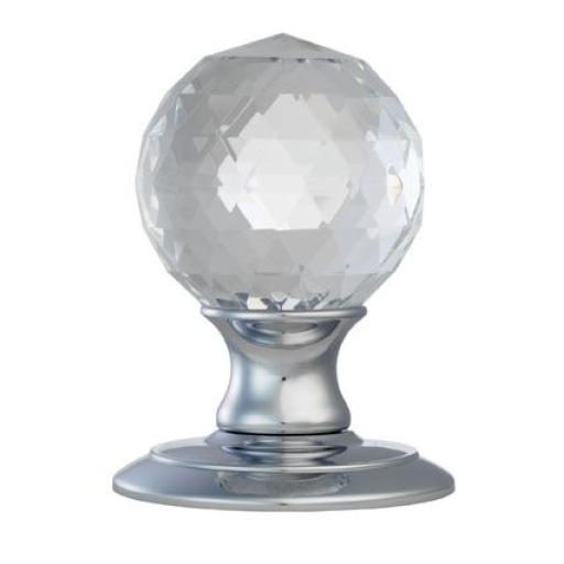 Delamain Facetted Crystal Door Knob Polished Chrome