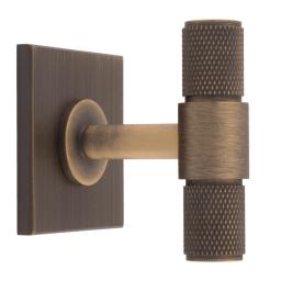 Carlisle Brass Knurled T-Bar on square backplate - Antique brass