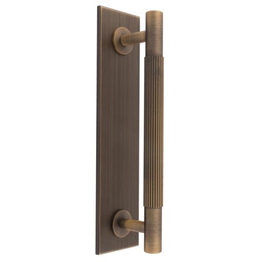 Carlisle Brass Lines Pull Handles on backplate - Antique brass