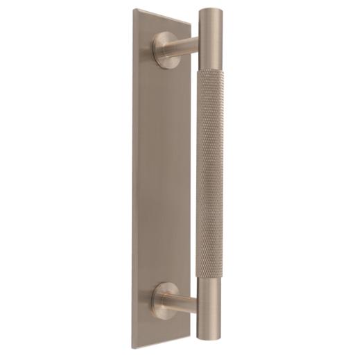 Carlisle Brass Knurled Pull handle on Backplate - Satin Nickel