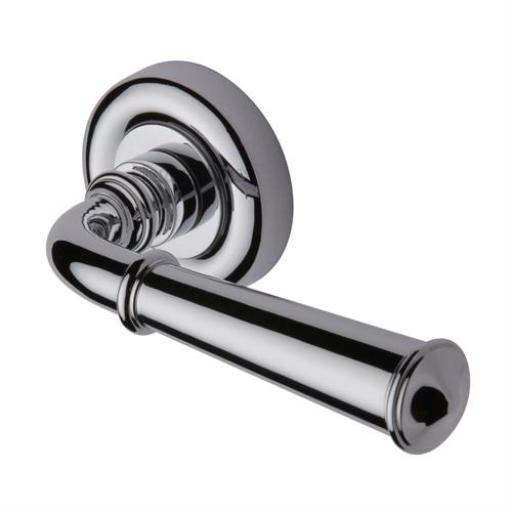 Colonial Lever on Round Rose Polished Chrome - Heritage Brass