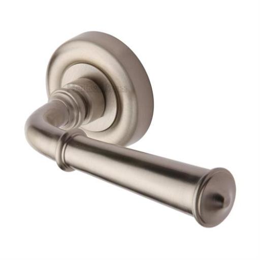 Colonial Lever on Round Rose Satin Nickel - Heritage Brass