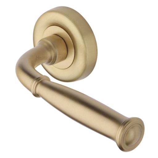 Lincoln Lever on Round Rose Satin Brass