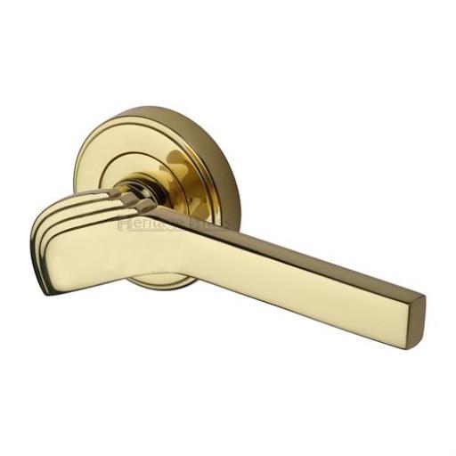 Tiffany Door Handle on Round Rose-Polished Brass