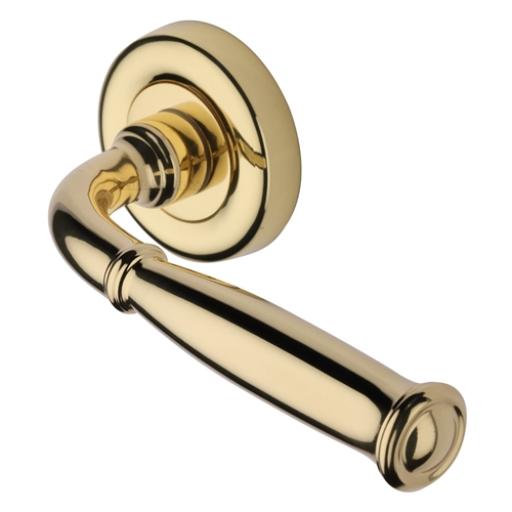 Lincoln Lever on Round Rose Polished Brass