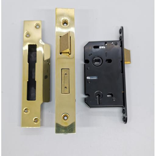 3 Lever Sash Lock in Unlacquered Polished Brass